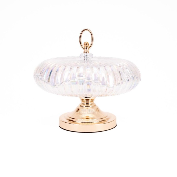 BARATTOLO DECORATIVO VETRO COPERCHIO BIANCO ORO